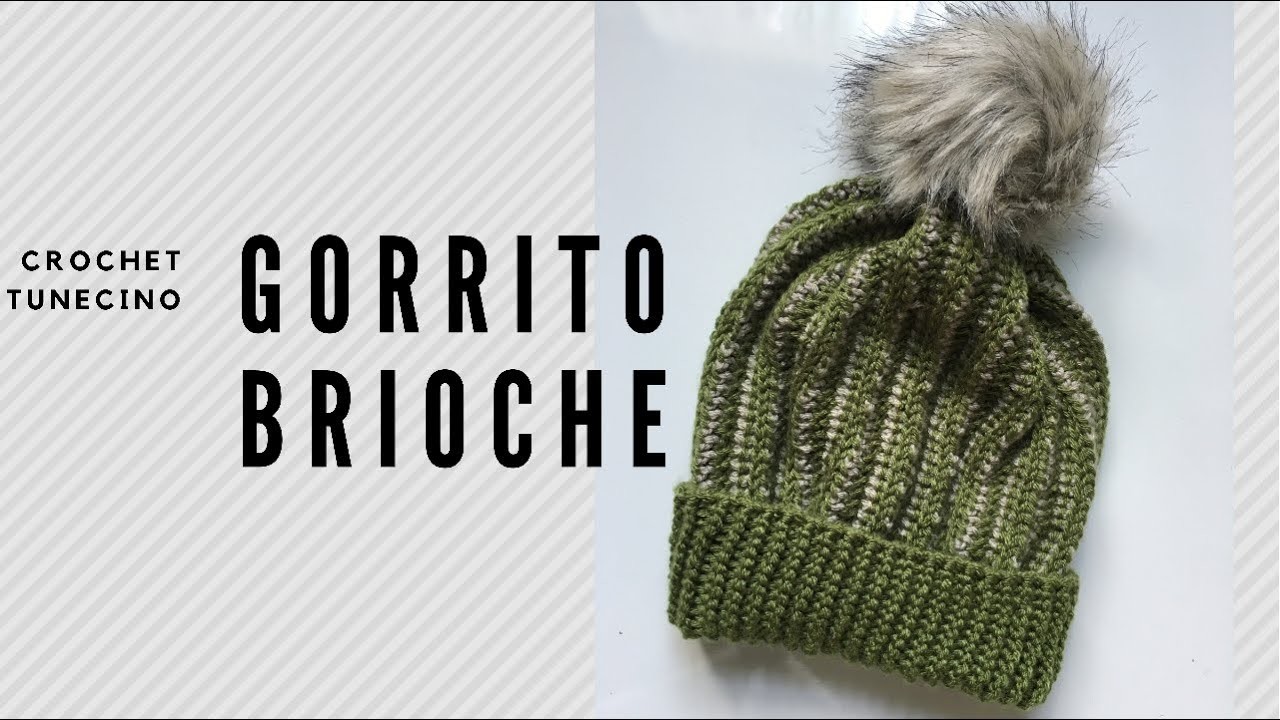 Gorro Brioche, Crochet Tunecino