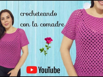 Tutorial Blusa Basica a Crochet (Principiantes) Facil y Rapido (Crocheteando con la Comadre) #2✨????????