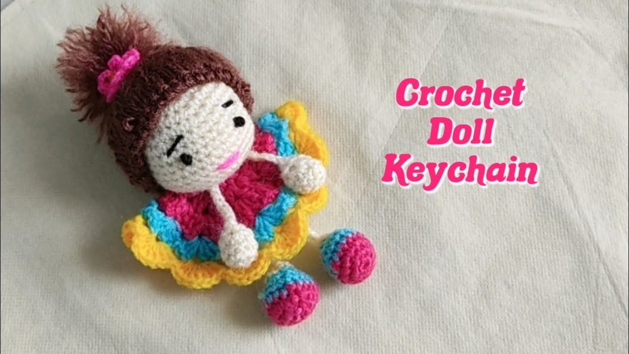 Crochet doll keychain for girl बनाना सीखें।#crochet doll #crochet keychain #crochet doll keychain