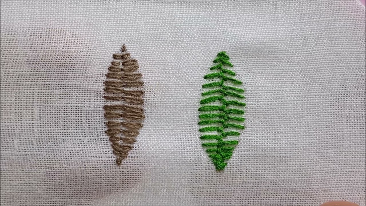 Foglia a punto margherita sbieco - Tutorial ricamo a mano Bias Daisy Leaf - Hand Embroidery Tutorial