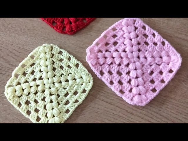 Mattonella Granny con punto puff. crochet granny