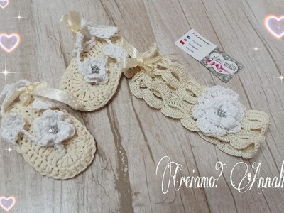 Uncinetto scarpine neonata infradito sandali crochet scarpe baby newborn shoes facile uncinetto