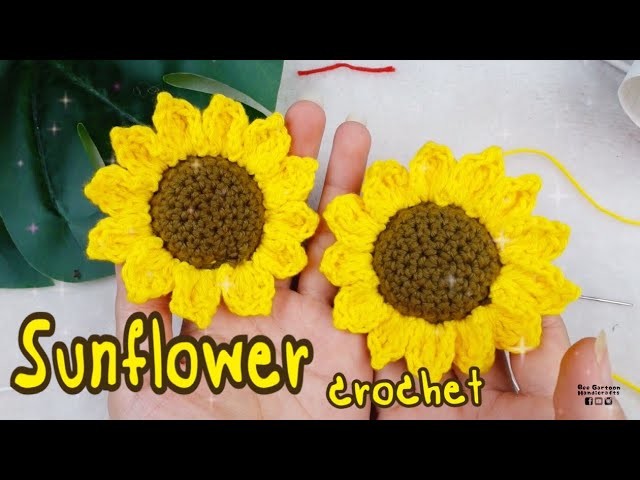 Sunflower Crochet Tutorial : ถักดอกทานตะวัน ( Sub Eng, Free Pattern)