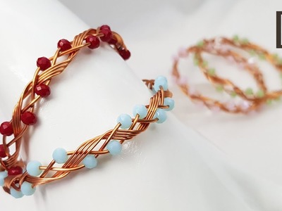 Braided bracelets | Wavy | crystal | small spherical stone | How to do | Wire jewelry | DIY 578