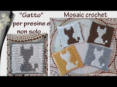Mosaic crochet Presina Gatto all'uncinetto e non solo #uncinettomosaico #mosaiccrochet #mosaicstitch