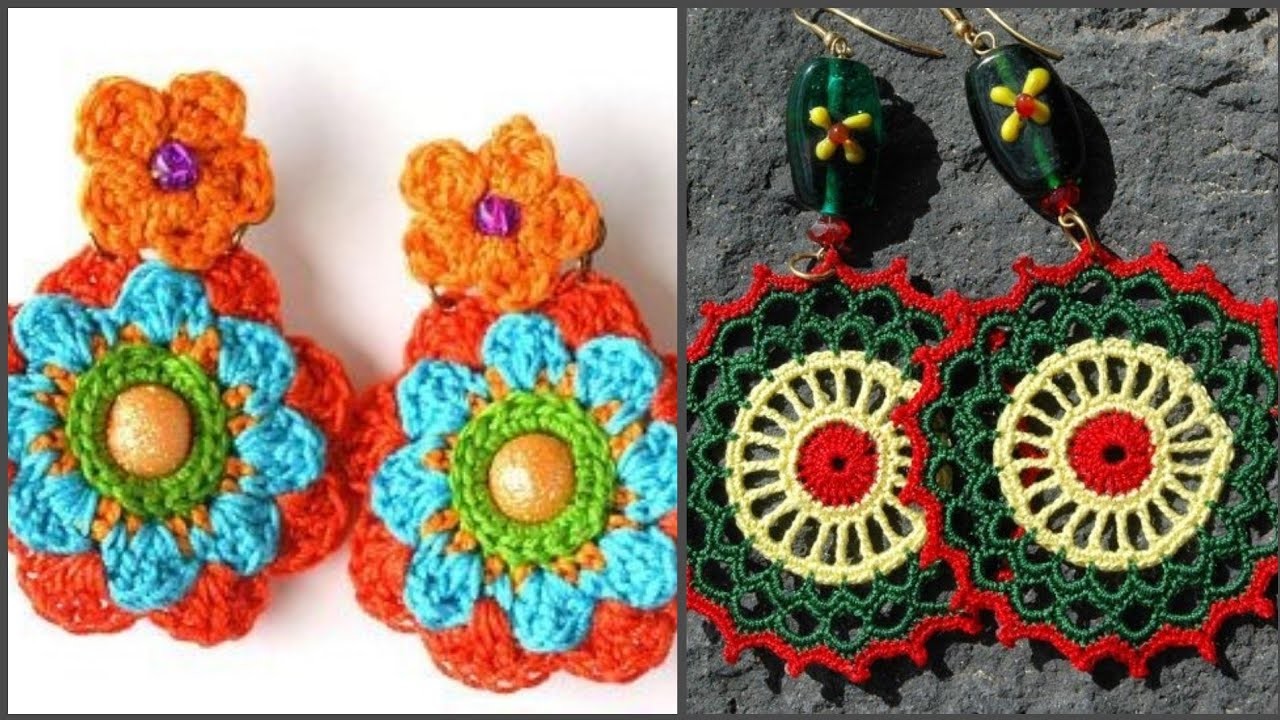 Most Stylish And Trendy Crochet Colorful Earrings Design And Pattern