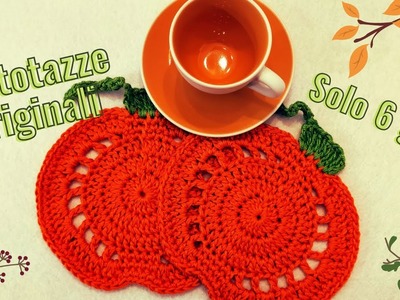 Sottobicchieri zucca a uncinetto in 6 giri. Pumpkin crochet coaster. Very easy.