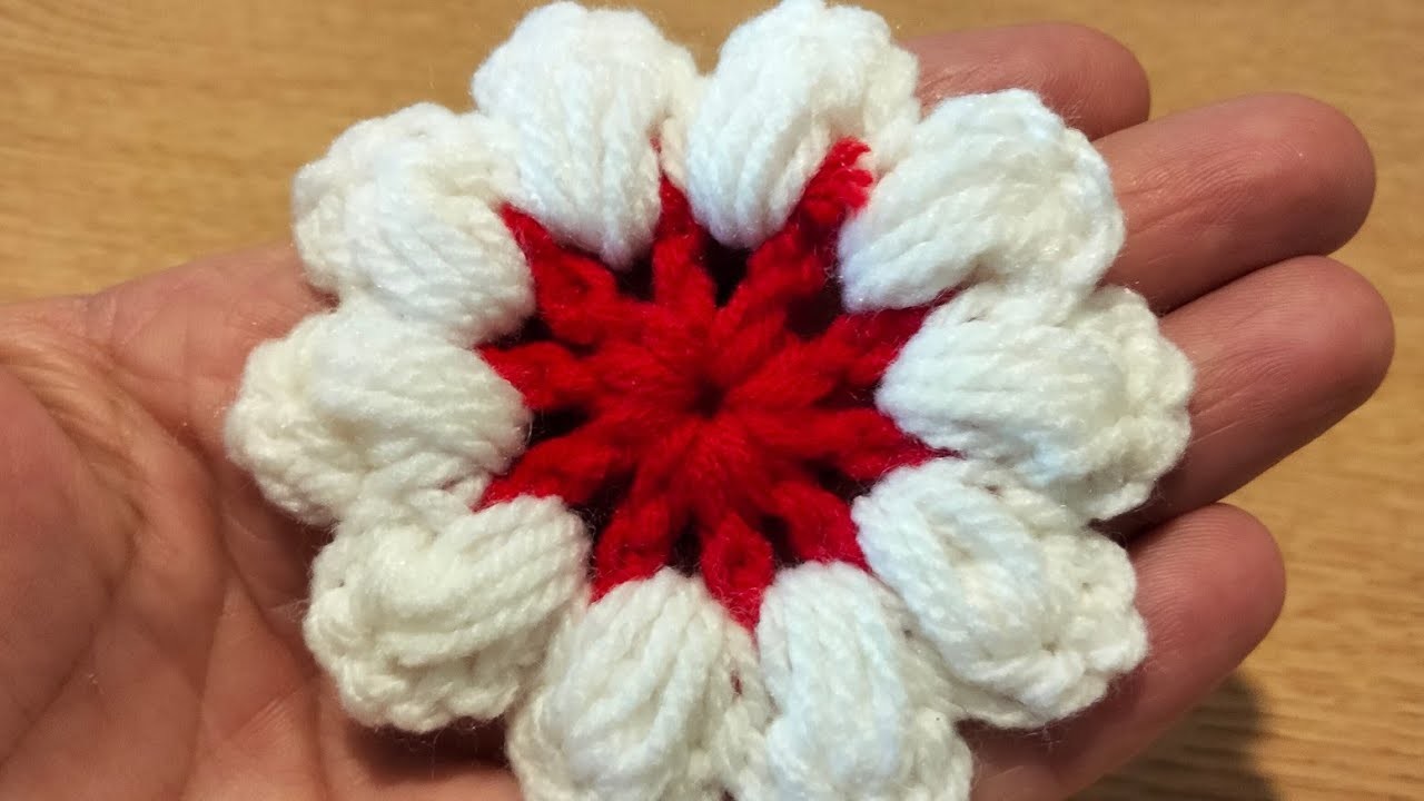 Fiore con punto puff. .crochet flowers. ????????????️