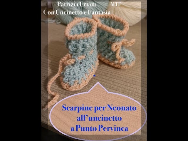 Scarpine per neonato  a Punto Pervinca all'uncinetto