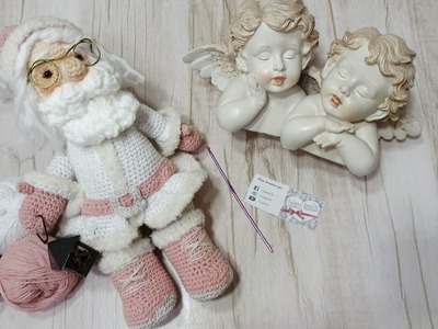 Amigurumi Santa Claus Babbo Natale crochet uncinetto versione bianco e rosa Papá Noel Christmas