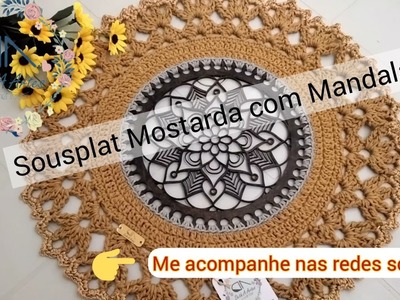 Sousplat de croche Mostarda com Mandala #croche #mesaposta #crochet