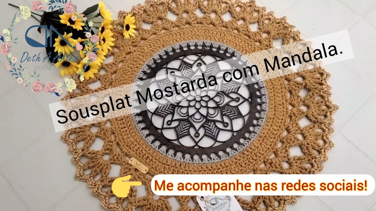 Sousplat de croche Mostarda com Mandala #croche #mesaposta #crochet