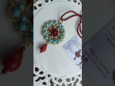 Mimma Spallina - Ciondolo corallo rosso | red coral pendant italian tatting