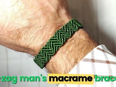 DIY zig-zag man's macrame bracelet | Zig-zag macrame pattern tutorial