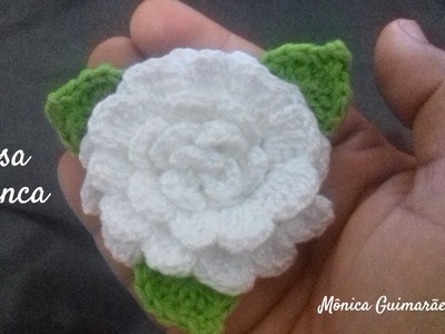 Rosa branca de crochê ( Crochet flower)