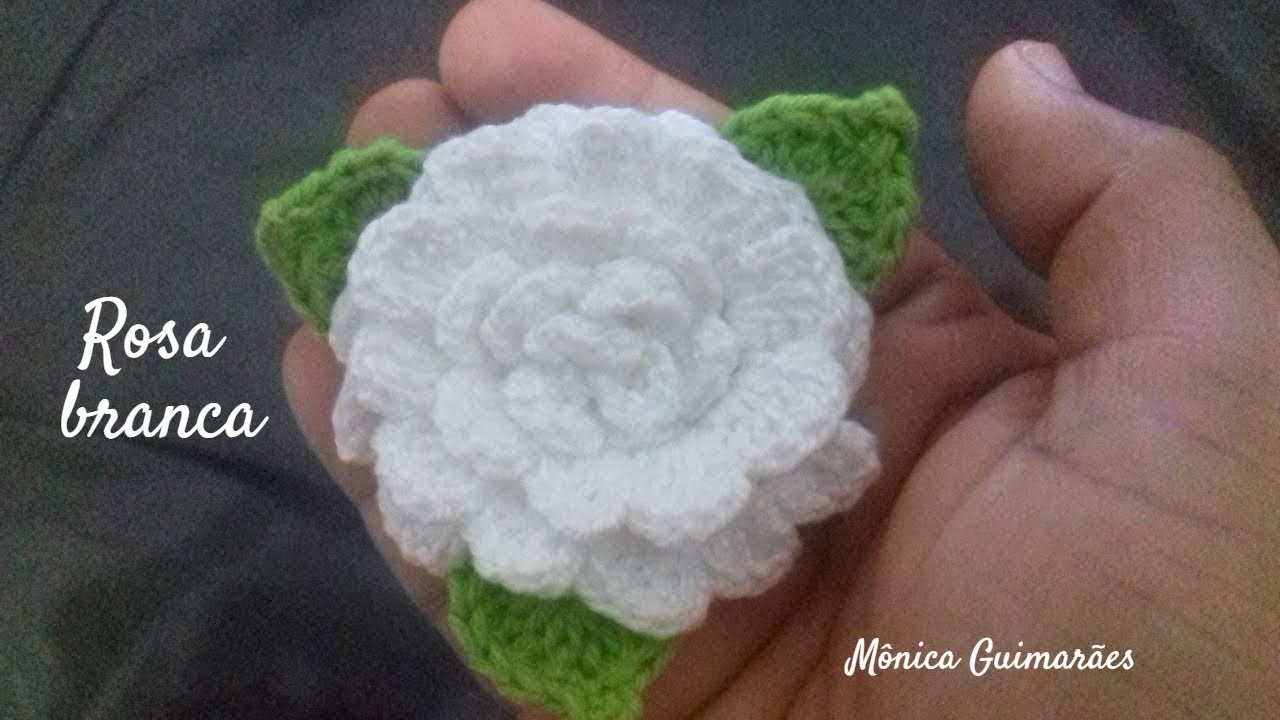 Rosa branca de crochê ( Crochet flower)