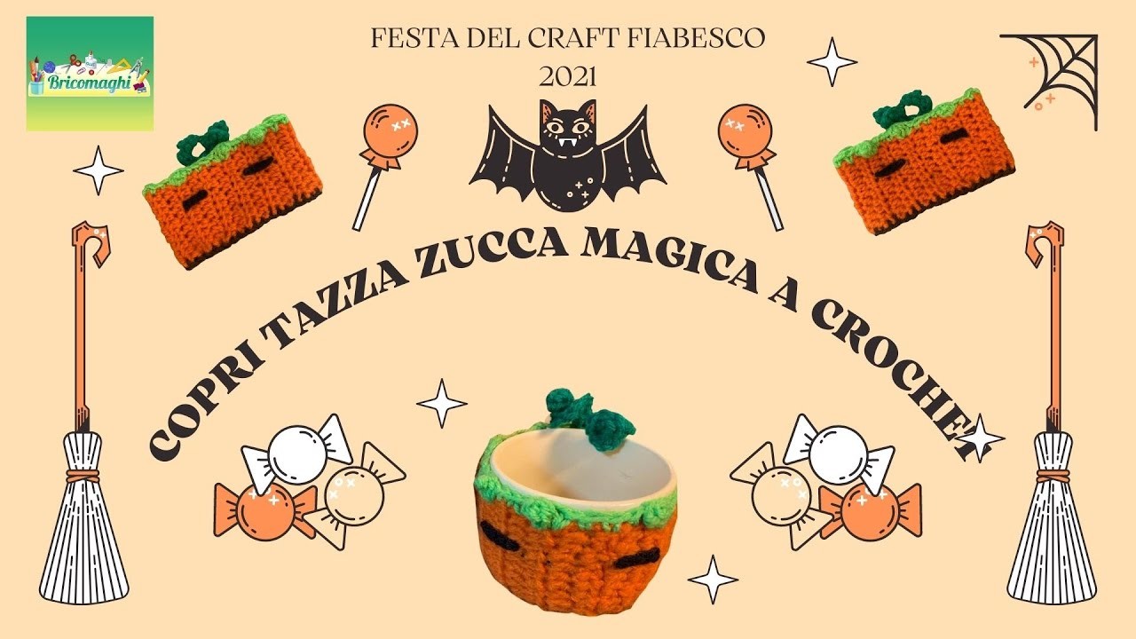 #laboratorioindiretta COPRI TAZZA A CROCHET "ZUCCA MAGICA"