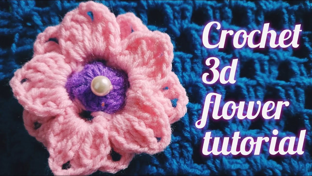Crochet 3d flower tutorial ।Absolutely for beginners  #কুশিকাঁটার কাজ #क्रोशिया #কুরুশকাঁটারকাজ #MoN