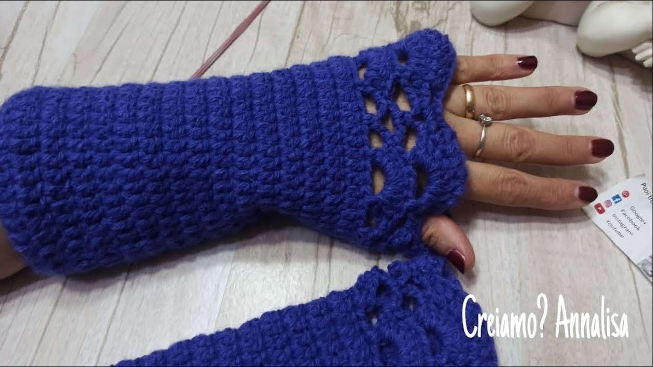 Guanti lunghi gloves con pizzo uncinetto crochet facili eleganti