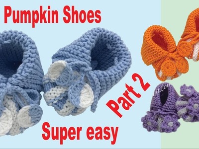 KnitLove HK.Knit.Crochet.Craft.DIY.Pumpkin baby shoes[Part 2].かぎ針編み.짜다.क्रोशै.棒針.鈎針.南瓜嬰兒鞋子[第二部分]