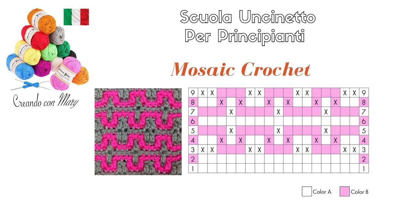 Mosaic crochet - Scuola di uncinetto - Tecnica mosaico
