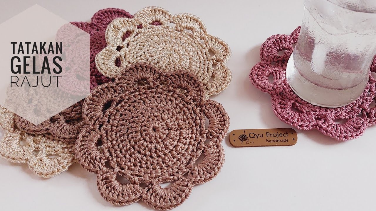 Tutorial Tatakan gelas rajut || Doilies drink coasters crochet
