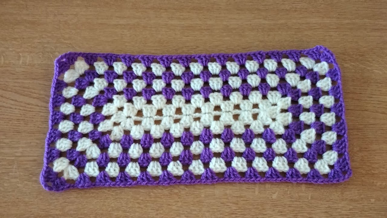 Punto Granny lavorazione rettangolare all'uncinetto. Granny crochet. 