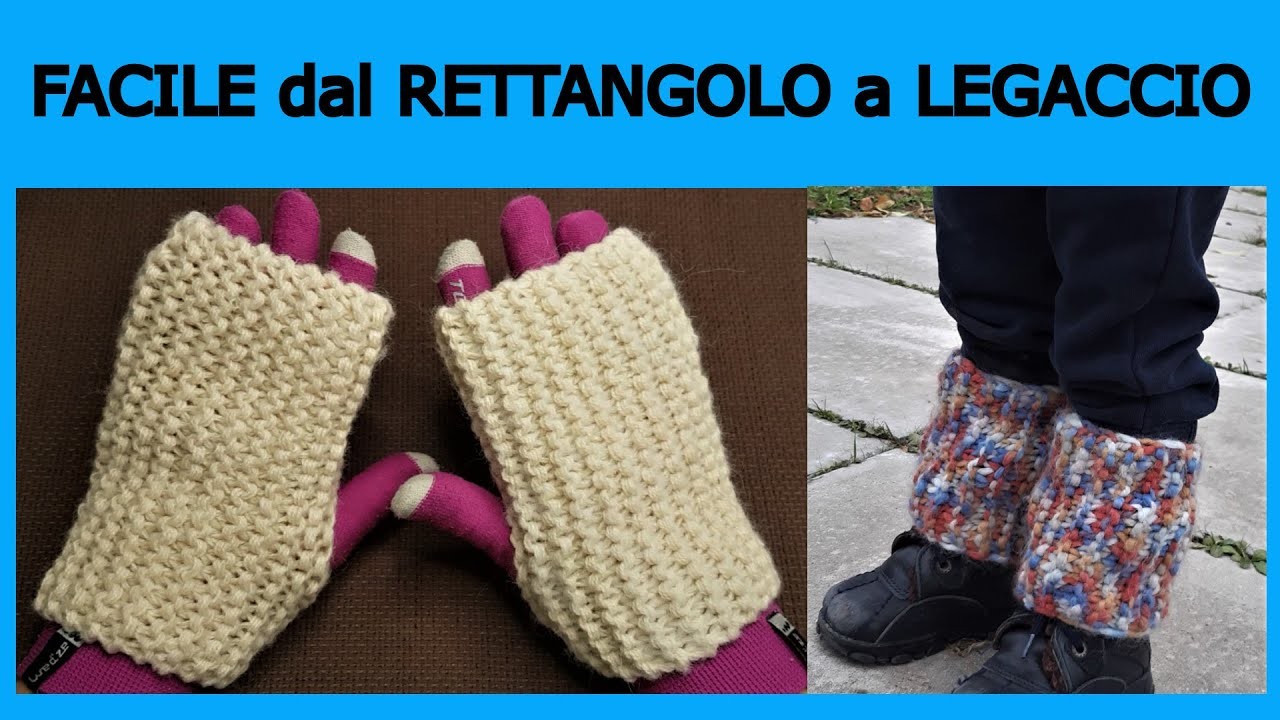 Mezzi guanti e scaldamuscoli facili ai ferri dritti dal rettangolo. Tutorial per i principianti.