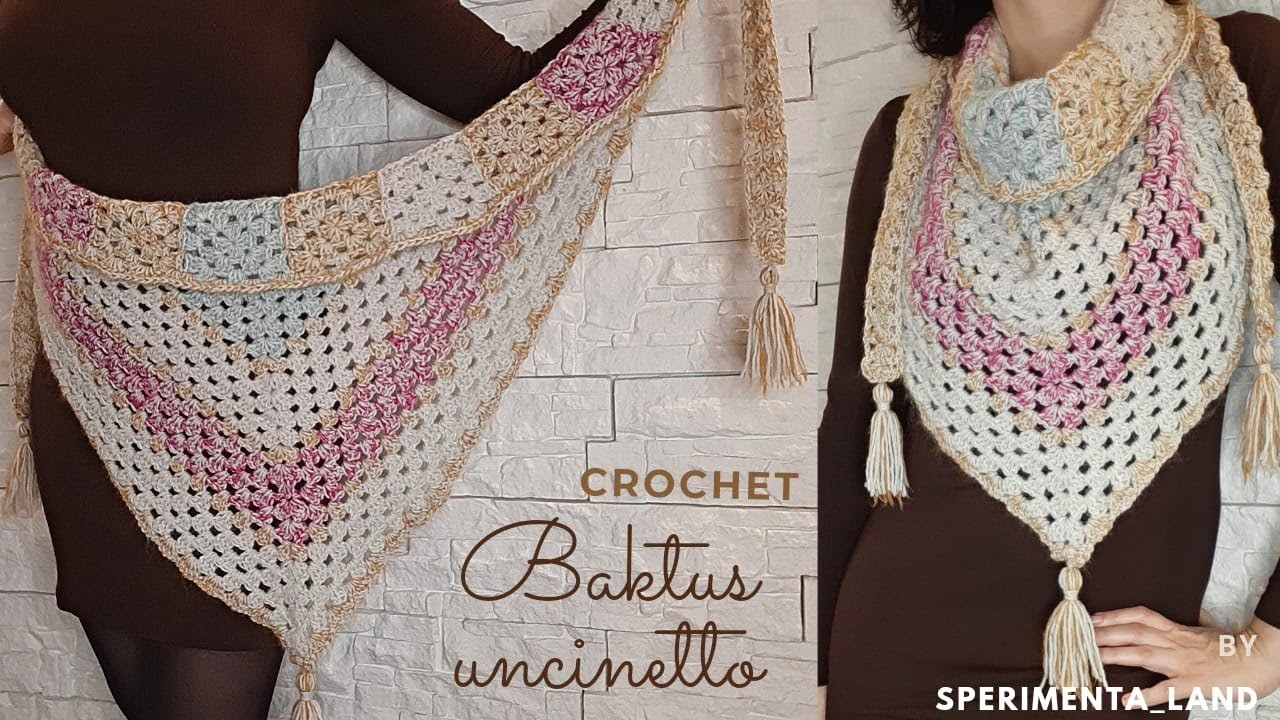 Baktus a colori. kefiah. scialle granny uncinetto – Crochet granny shawl