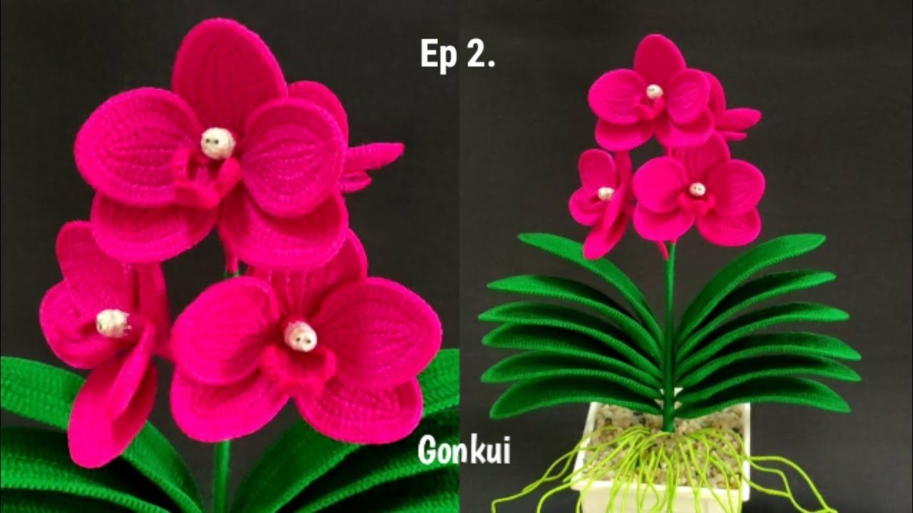 Crochet flower | Crochet Vanda Orchid flower Ep2. Pollens A, B #crochetflower #crochet #tutorial