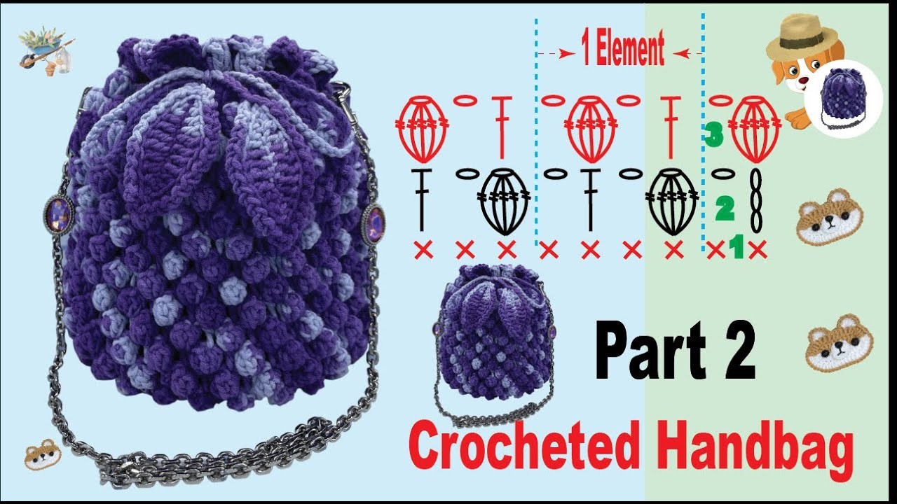 KnitLove HK.Knit.Crochet.DIY.Pineapple Handbag Part 2.かぎ針編み.짜다.क्रोशै.Bunny hairpin.棒針.鈎針.菠蘿花袋[第二部分]