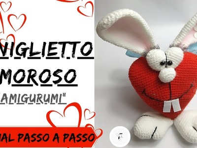Coniglietto San Valentino amigurumi.Loving Rabbit heart