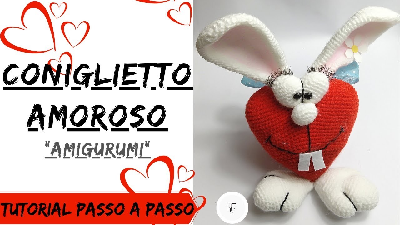 Coniglietto San Valentino amigurumi.Loving Rabbit heart