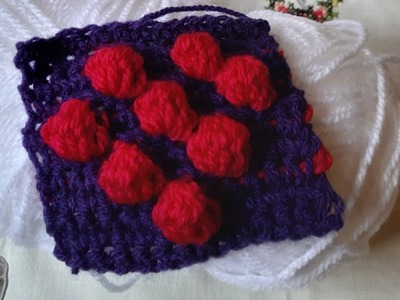 Crochet mattonella con cuore punto nocciolina