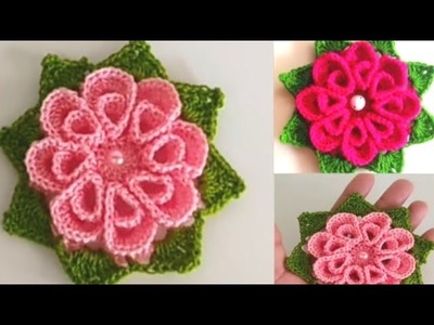 Crochet flower ???????? Crochet 3d flower by Forever art Noor