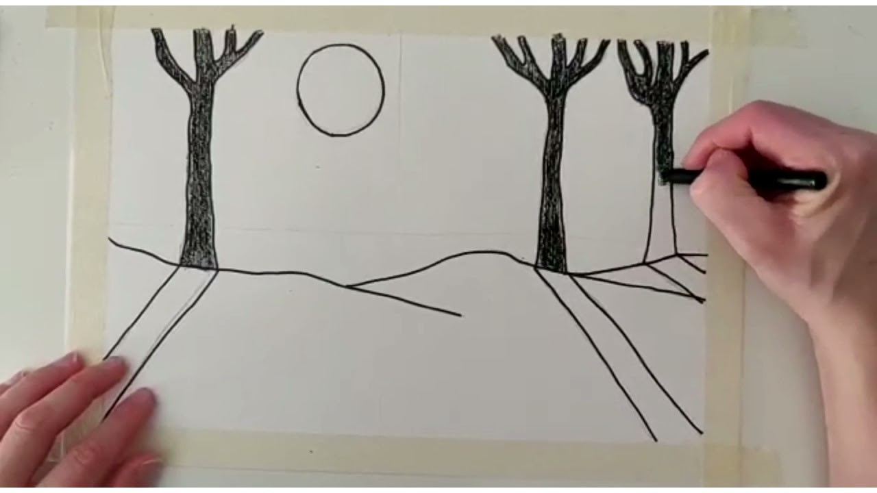 Disegnare un paesaggio invernale per bambini