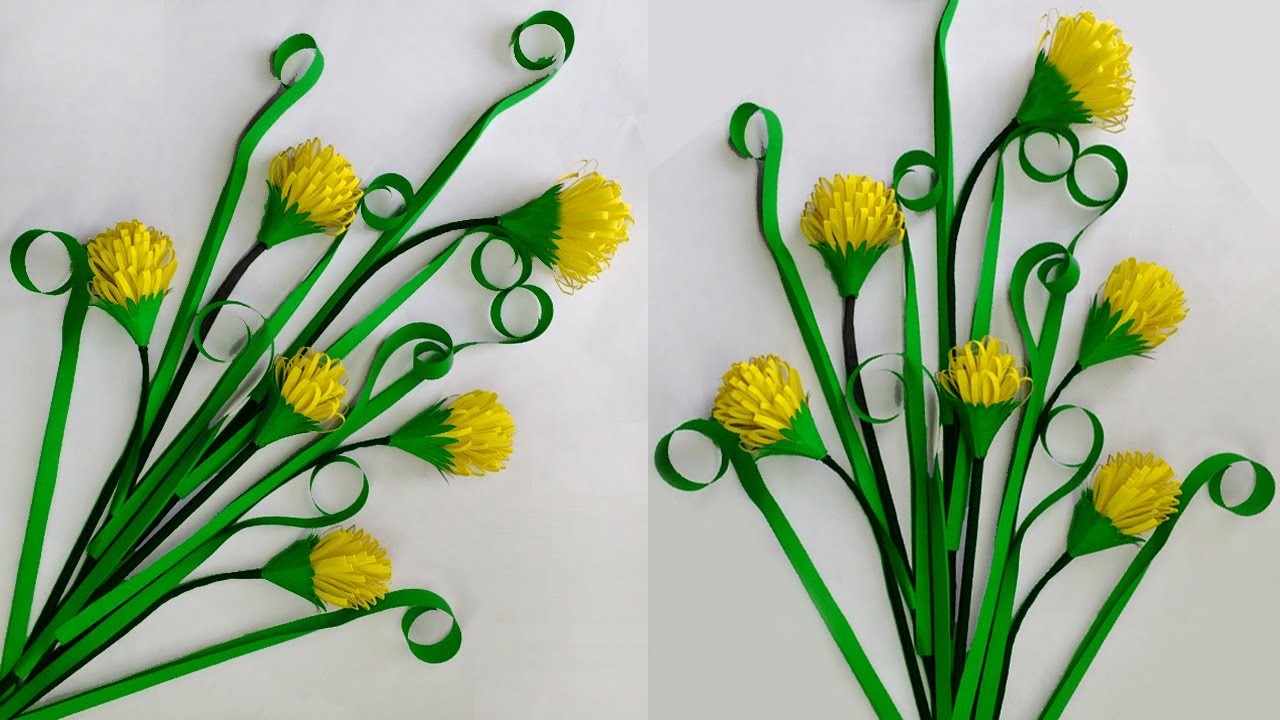 Diy Paper Flowers - কাগজের ফুল বানানো - kagojer Ful - Diy Paper Flower Stick - Paper Flower Crafts