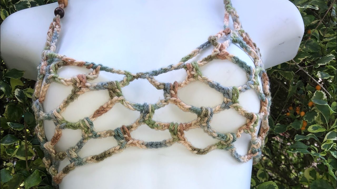 Crochet lingerie mesh.net top bra cup
