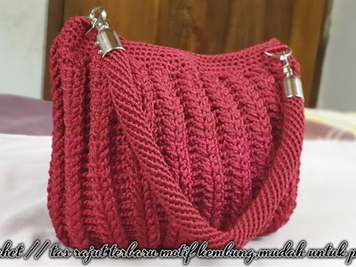 Crochet. tas rajut terbaru motif kembung,mudah untuk pemula