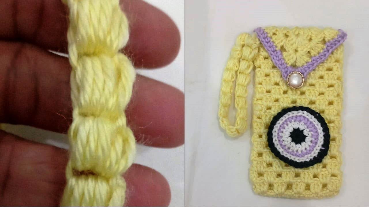 How to crochet mobile pouch | woolen phone cover | crochet mobile cover