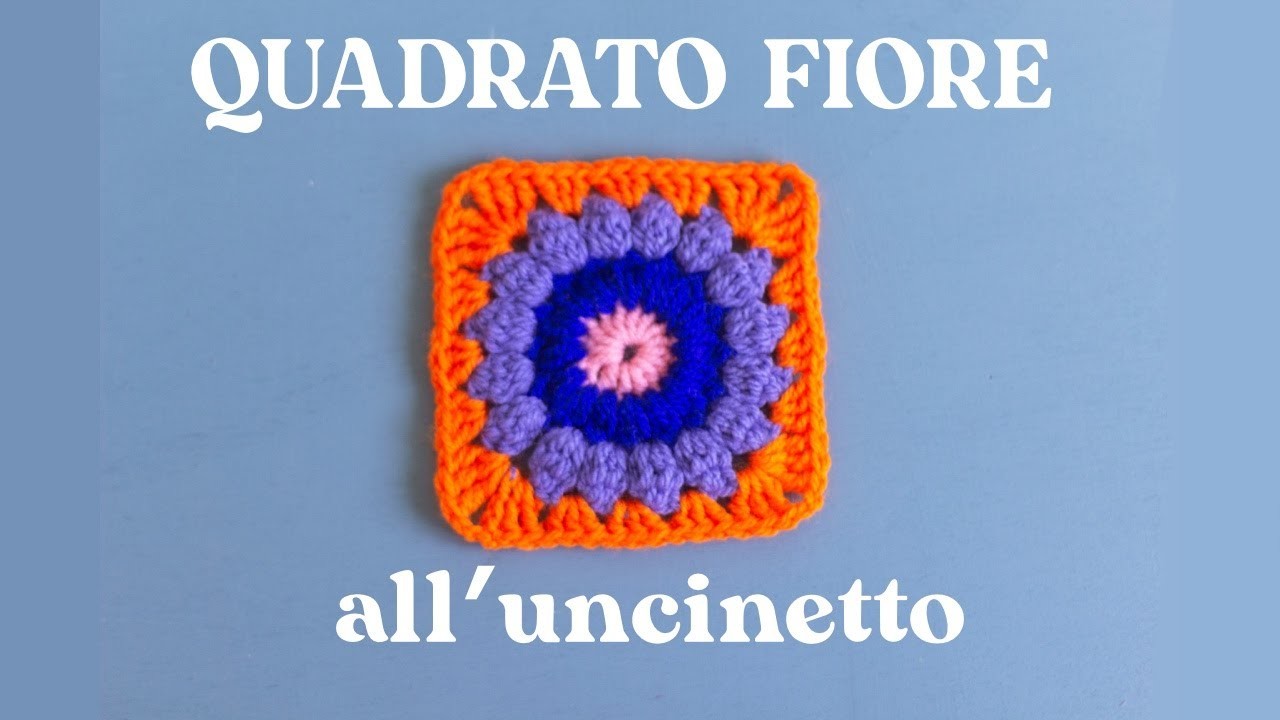 Tutorial QUADRATO FIORE all'UNCINETTO | Mattonella girasole.fiore