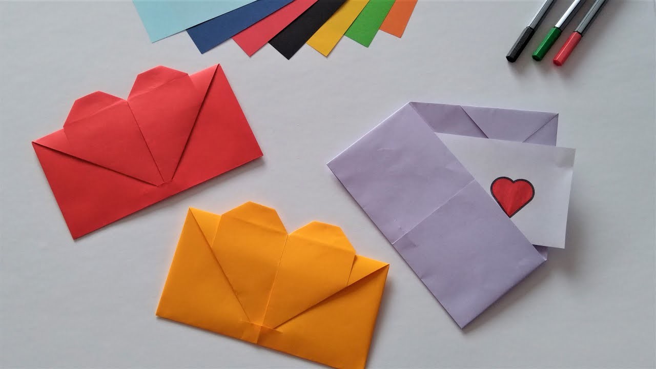 Busta da lettera a cuore di Carta per San Valentino, Semplice Origami, Gioco di Carta