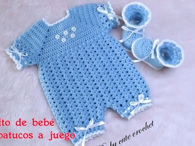 Pelelito, ranita de bebé a crochet, baby romper with booties