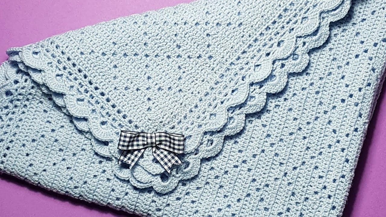 Copertina bimbo.a all'uncinetto crochet baby blanket (merletto di rifinitura)