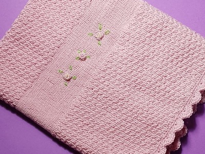 Copertina bimba a maglia con fiorellini a punto vapore (crochet baby blanket)