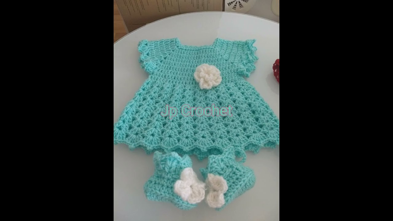 Amazing Crochet baby dress ,booties, hairband क्रोशिया