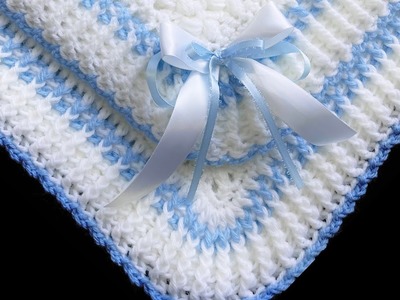 Como tejer una mantita o cobijita para bebé a crochet paso a paso con un punto súper fácil a crochet