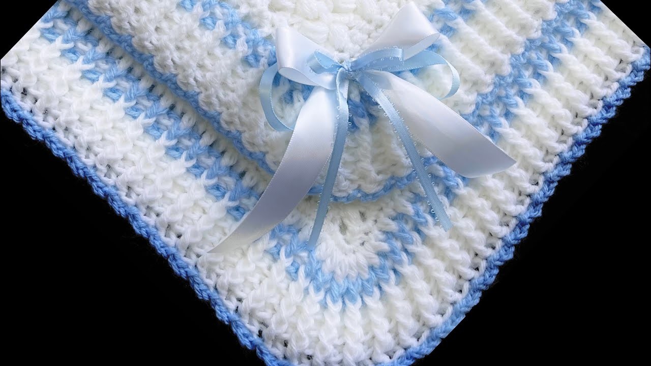 Como tejer una mantita o cobijita para bebé a crochet paso a paso con un punto súper fácil a crochet