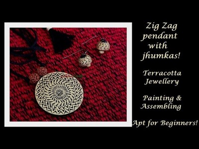 Terracotta Zig Zag Pendant set | Painting & assembling #paintedearthbyneha #terracottajewellery