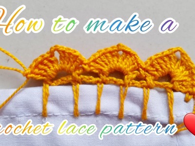 Crochet Easy Lace Pattern in Bangla.  How to make a Crochet Lace.কুশিকাটা.কুরুশের তৈরি লেইস